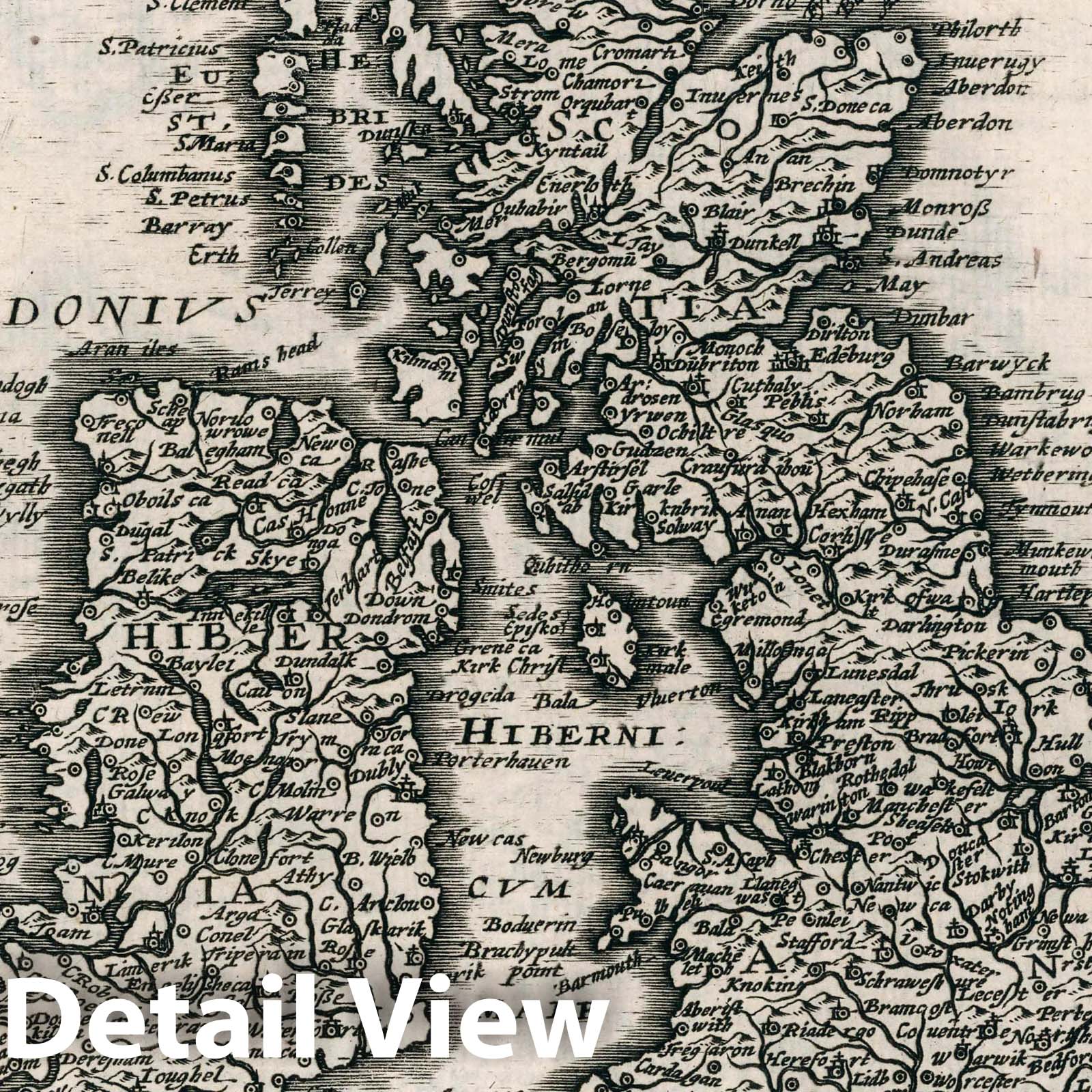 England, Scotland, and Ireland - River Map, 1636 - Historical Map Print