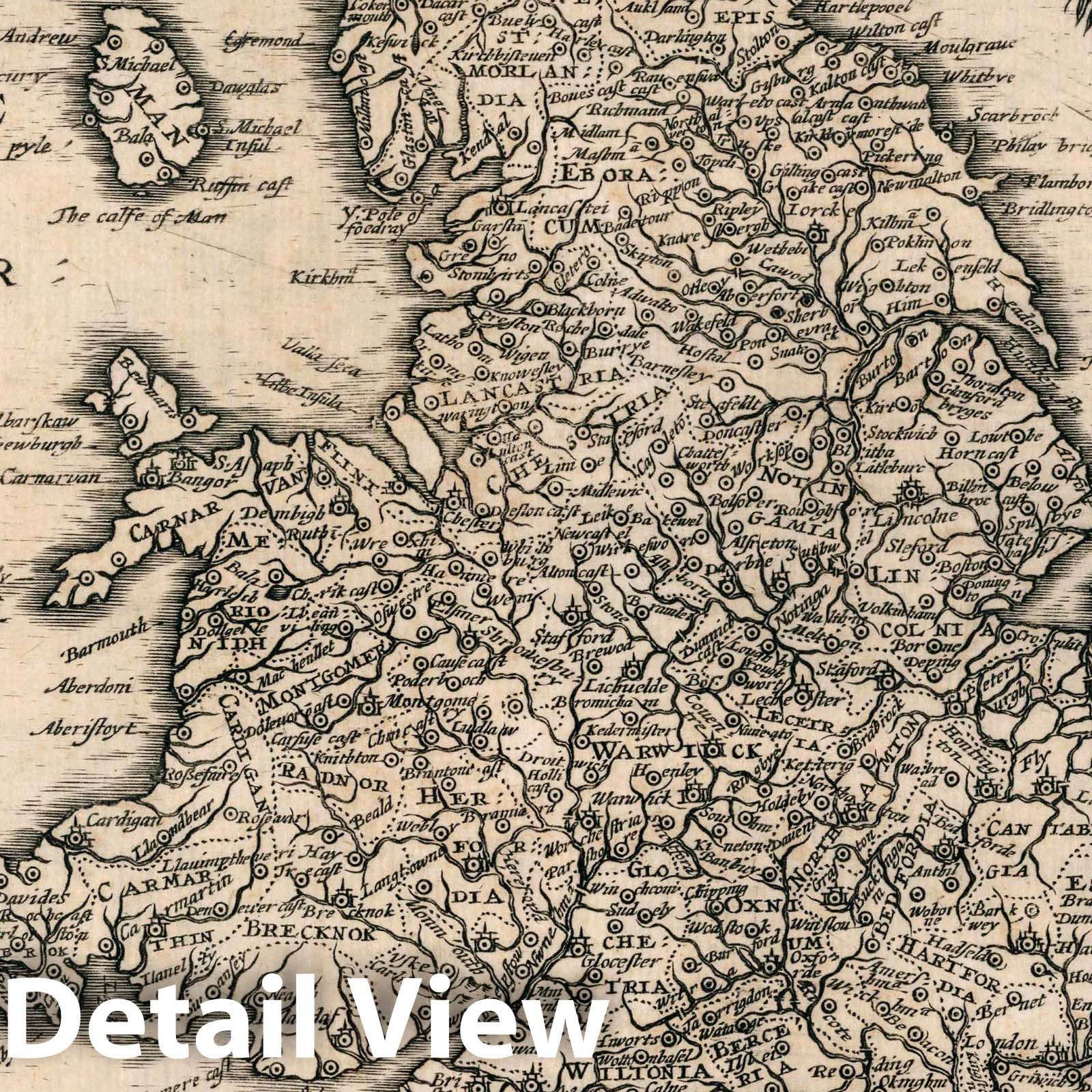 England and Wales - River Map, 1636 - Historical Map Print