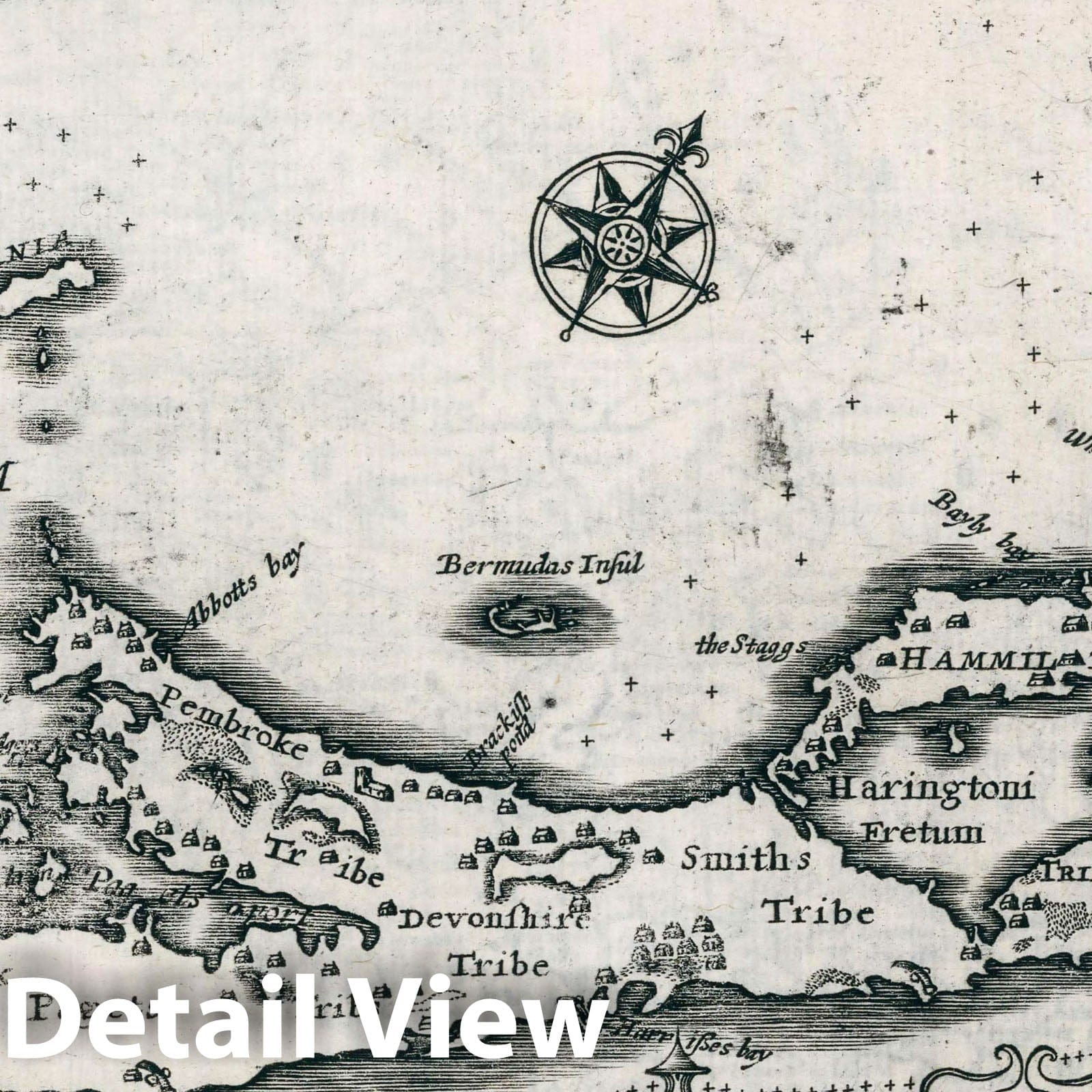 Bermuda - River Map, 1636 - Historical Map Reproduction