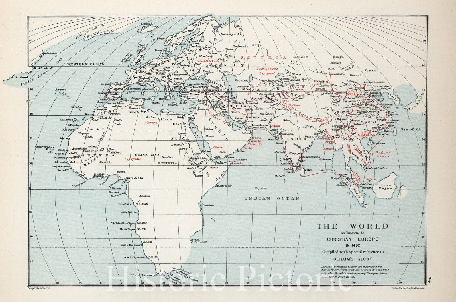 World as Known to Christian Europe, 1908 - Historical Map Print