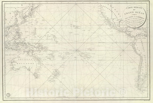 Historic Map : Grand Ocean., 1828, Vintage Wall Decor