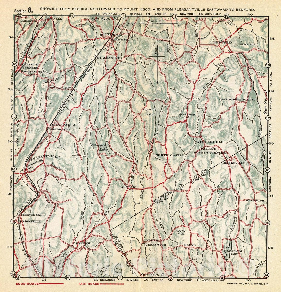 Historic Map : Kensico-Mt. Kisco-Pleasantville-Bedford., 1895, Vintage Wall Decor