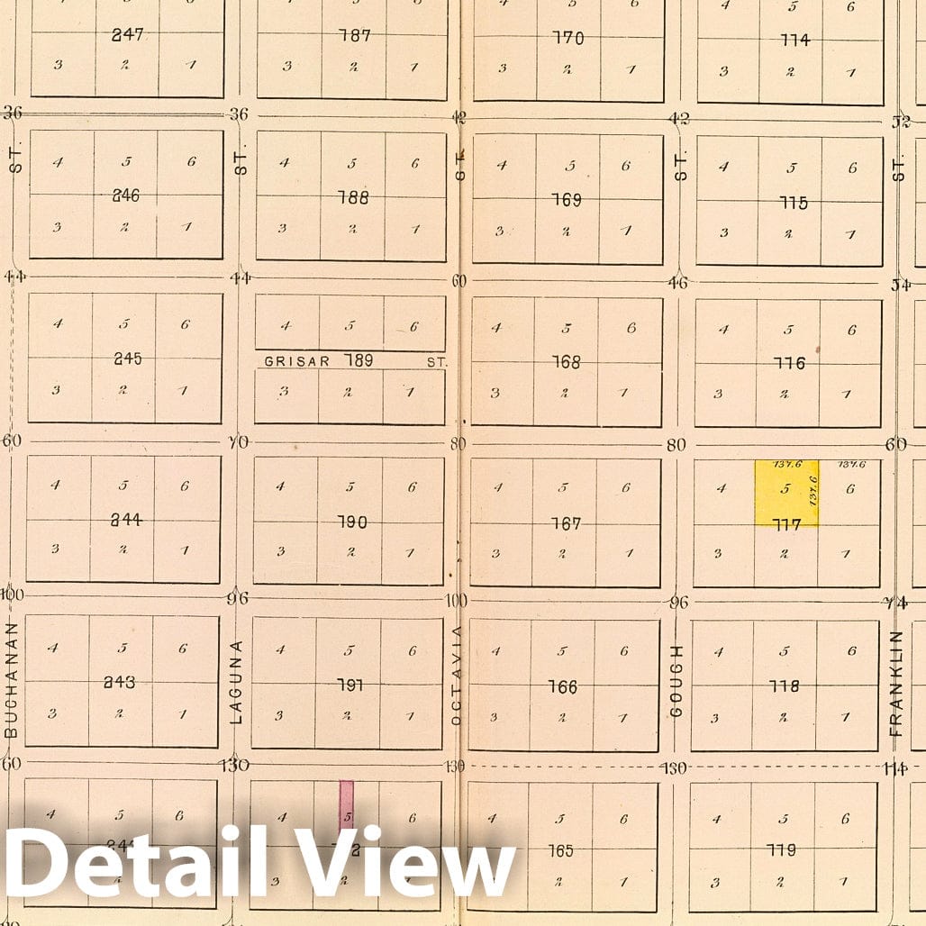 Historic Map : Plat fifteen [San Francisco), 1876, Vintage Wall Decor