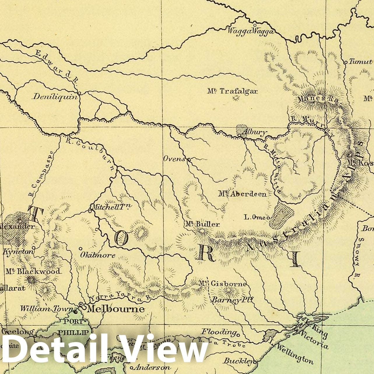 South-East Australia - Mining Map, 1853 - Historical Lithograph Print