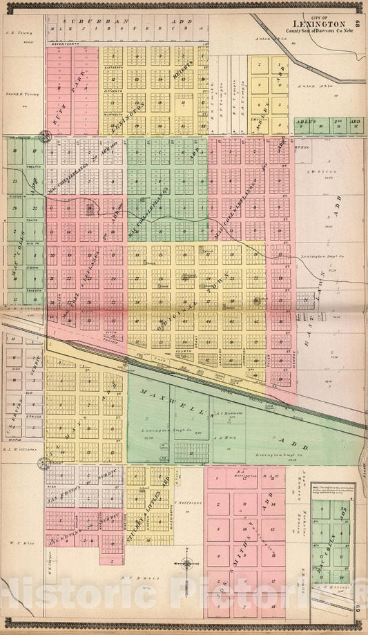 Historic Map : 1904 City of Lexington, County Seat of Dawson County, Nebraska. - Vintage Wall Art