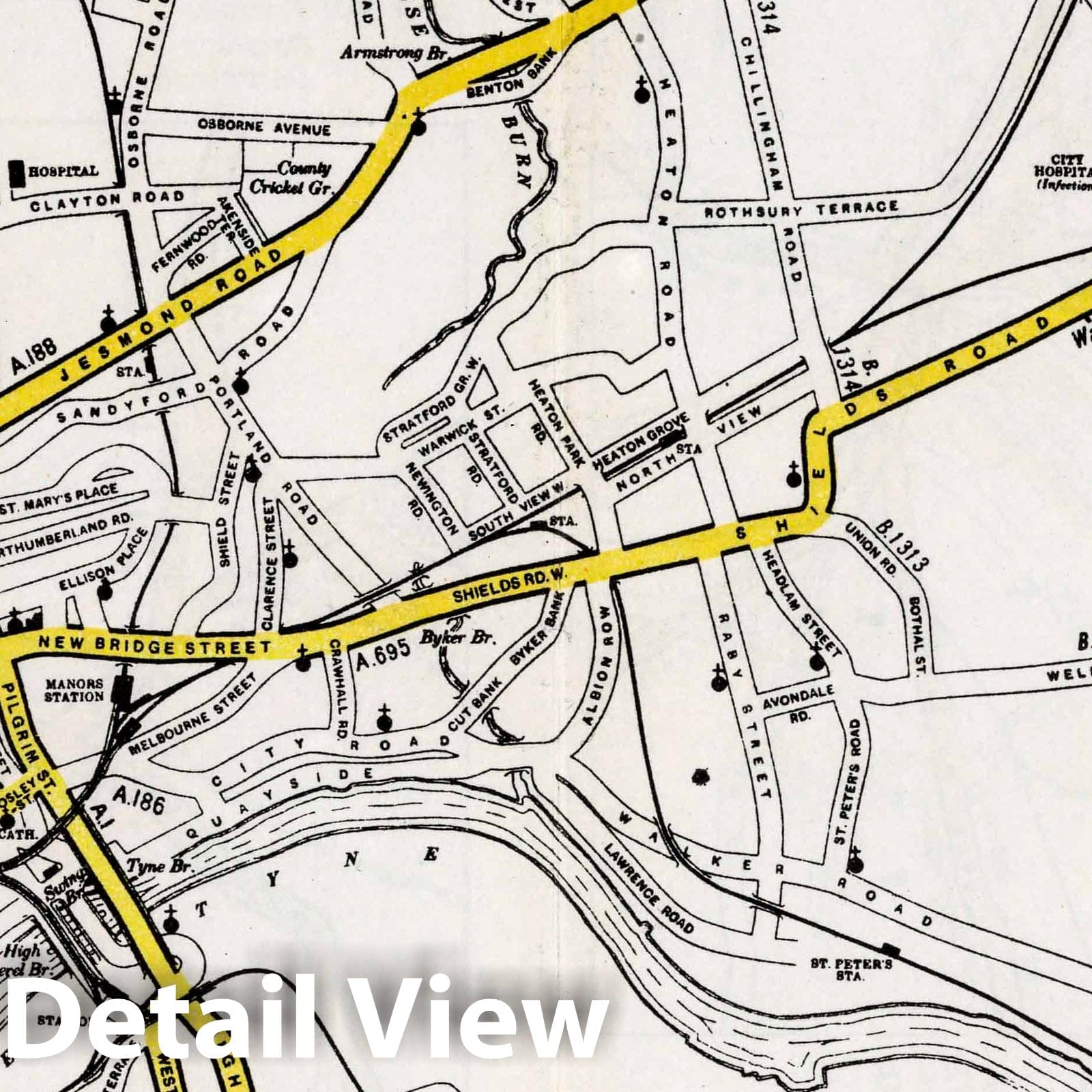 World War II: Newcastle upon Tyne - Railroad Map, 1941