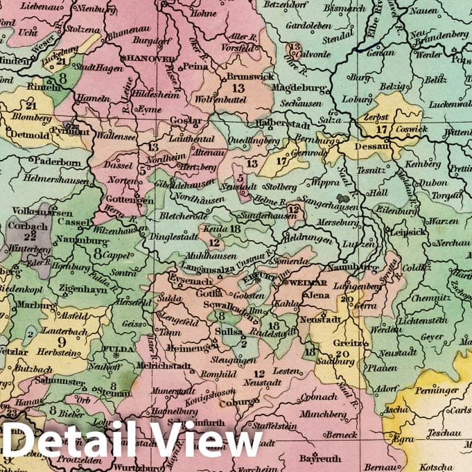 Germany, 1842 - Historical Map Print from Tanner's Universal Atlas