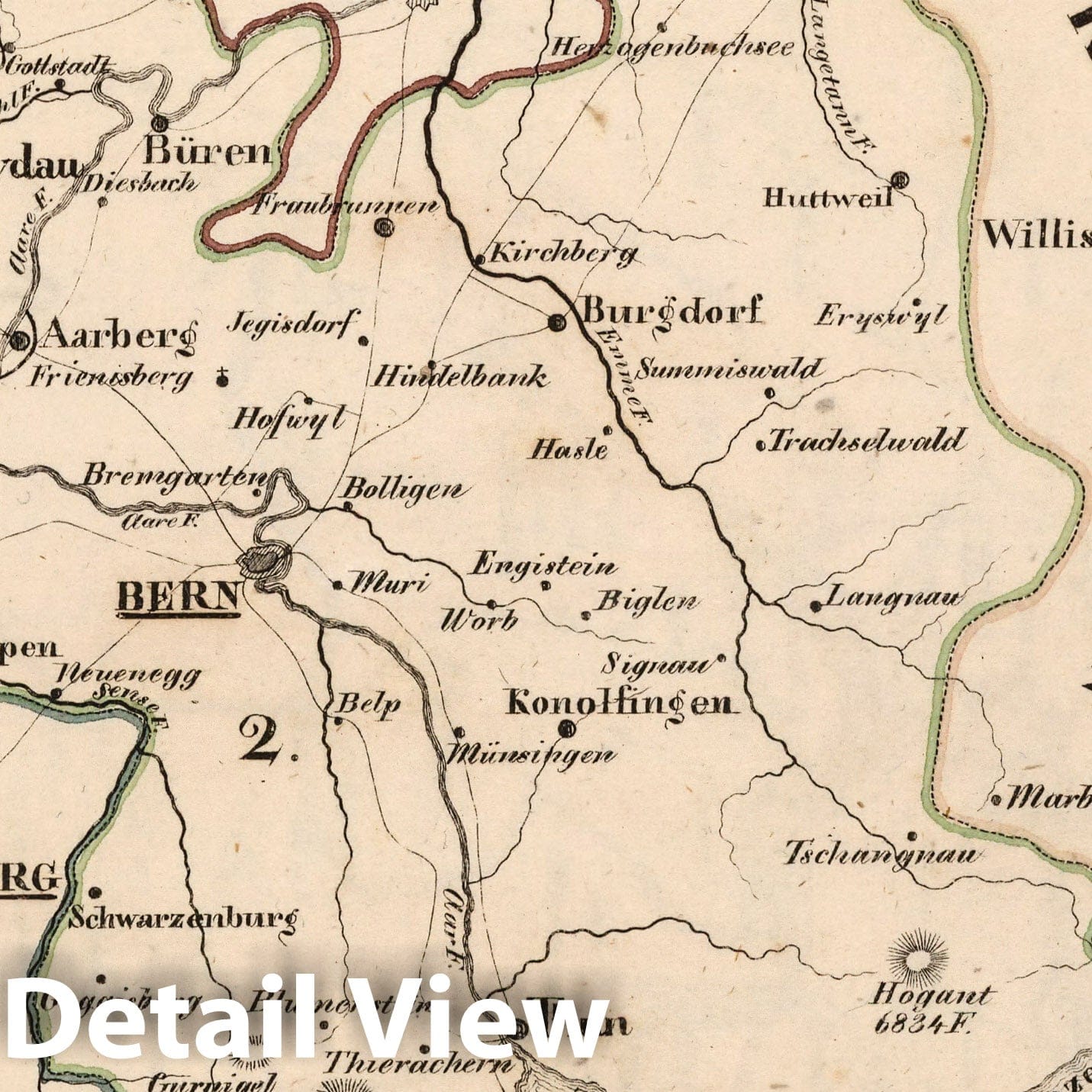Bern, 1825 - Hand-Colored Historical Map Print