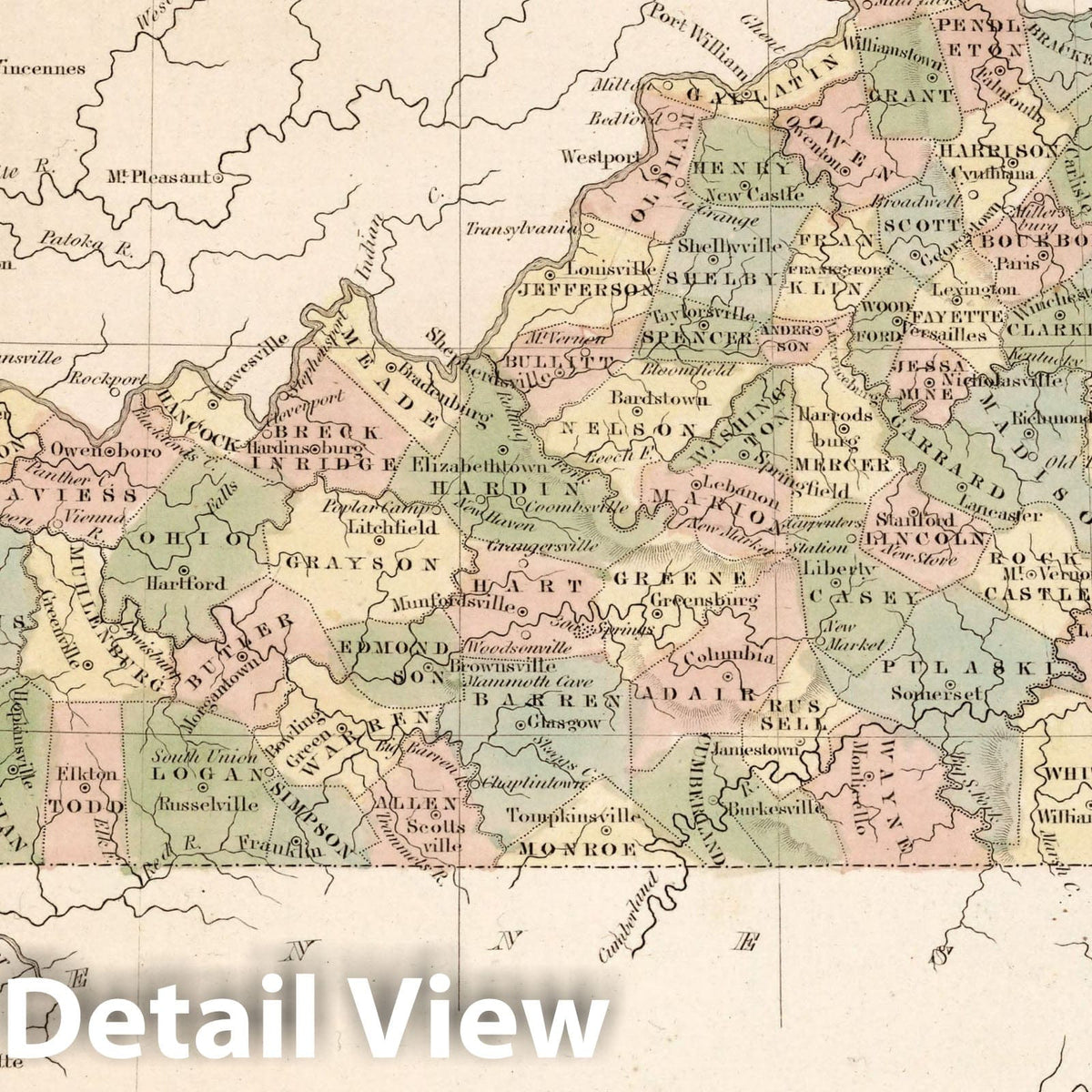 Kentucky - River Map, 1838 - Historical Map Print