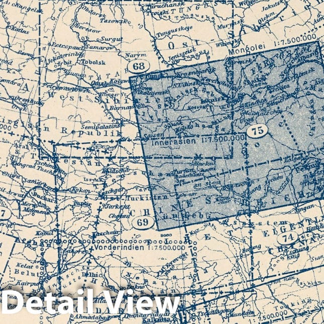Mongolia, 1925 - Historical Map Print from Stieler's Atlas
