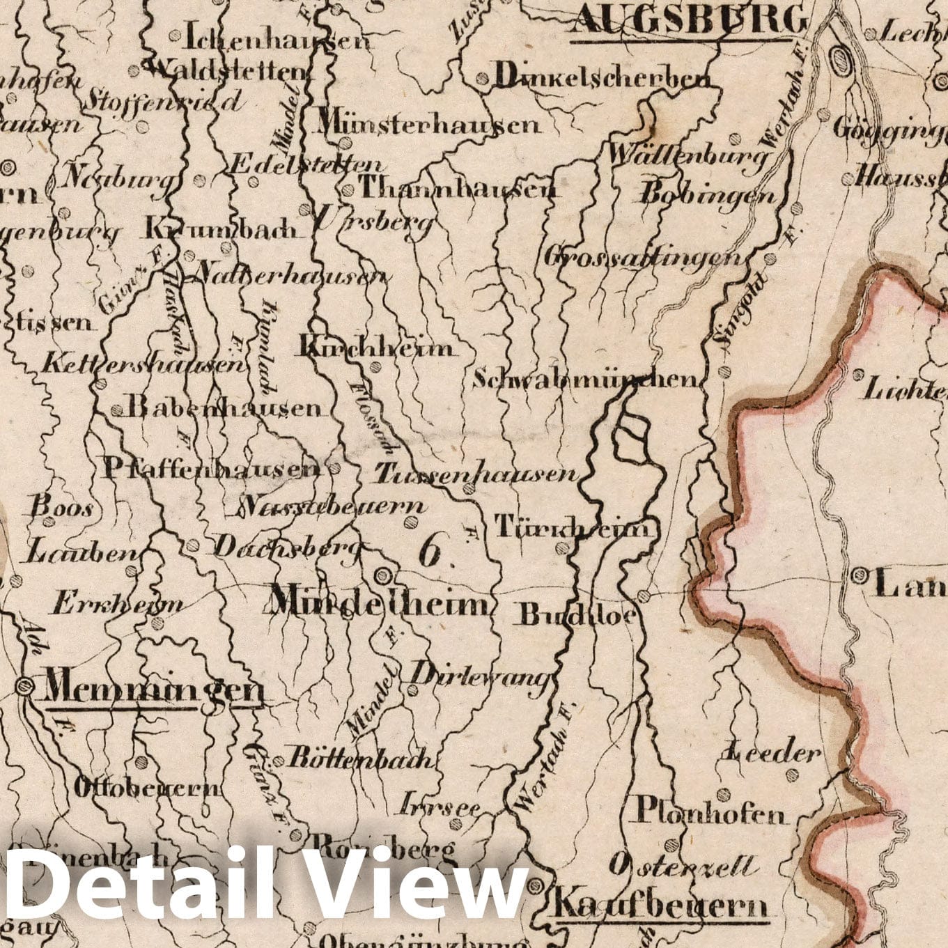 Upper Danube Circle, Bavaria - Boundary Map, 1825 - Historical Map Print