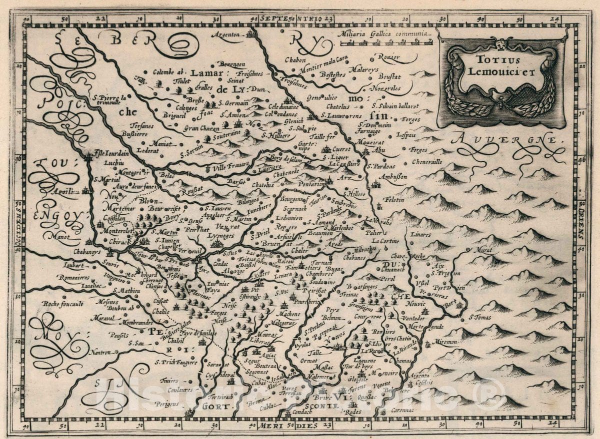 Historic Map : France, Totius Lemouicier. Atlas sive Cosmographicae Meditationes de Fabrica Mundi et fabricati Figura, 1636 Atlas , Vintage Wall Art