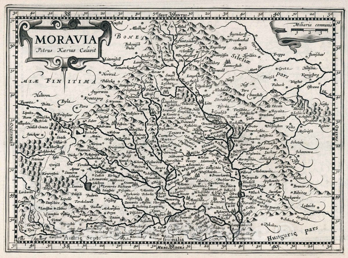 Historic Map : Moravia. Petrus Kaerius Caelavit, 1636 Atlas - Vintage Wall Art