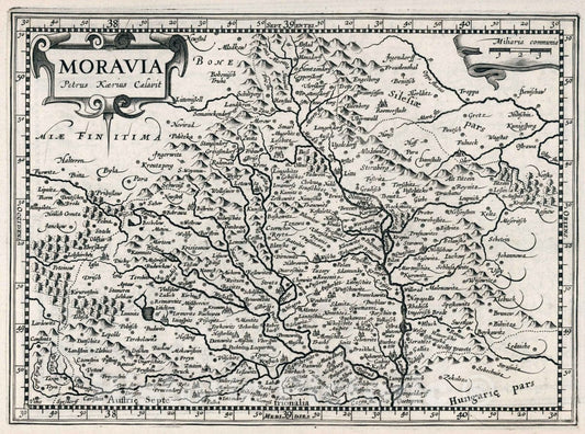 Historic Map : Moravia. Petrus Kaerius Caelavit, 1636 Atlas - Vintage Wall Art