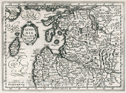 Historic Map : Livonia. Petrus Kaerius caelavit, 1636 Atlas - Vintage Wall Art