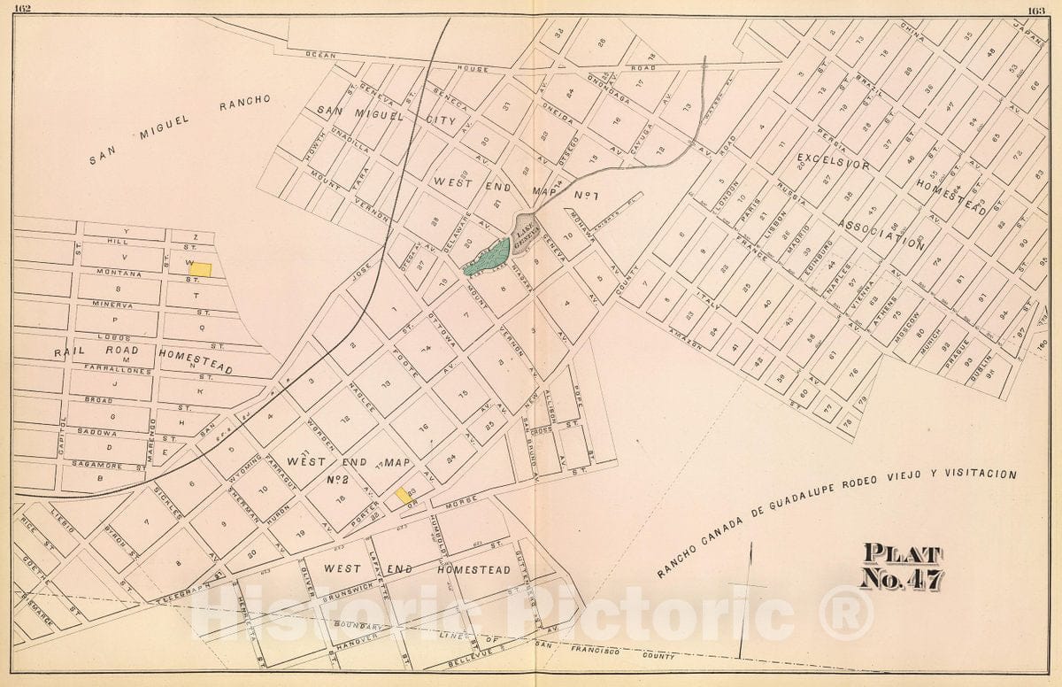 Historic Map : Plat forty-seven [San Francisco), 1876, Vintage Wall Decor