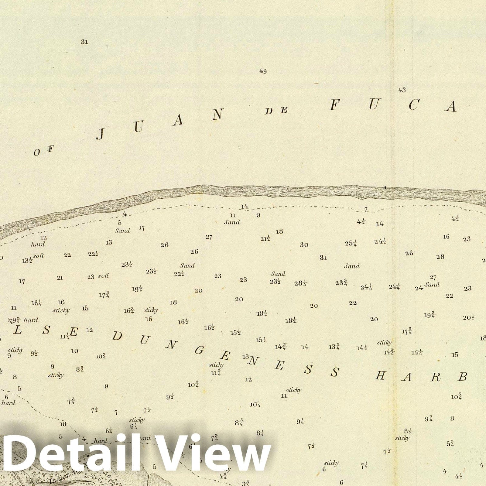 False Dungeness Harbor, Washington - Nautical Chart, 1853
