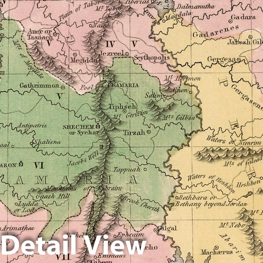 Palestine - River Map, 1838 - Historical Map Print