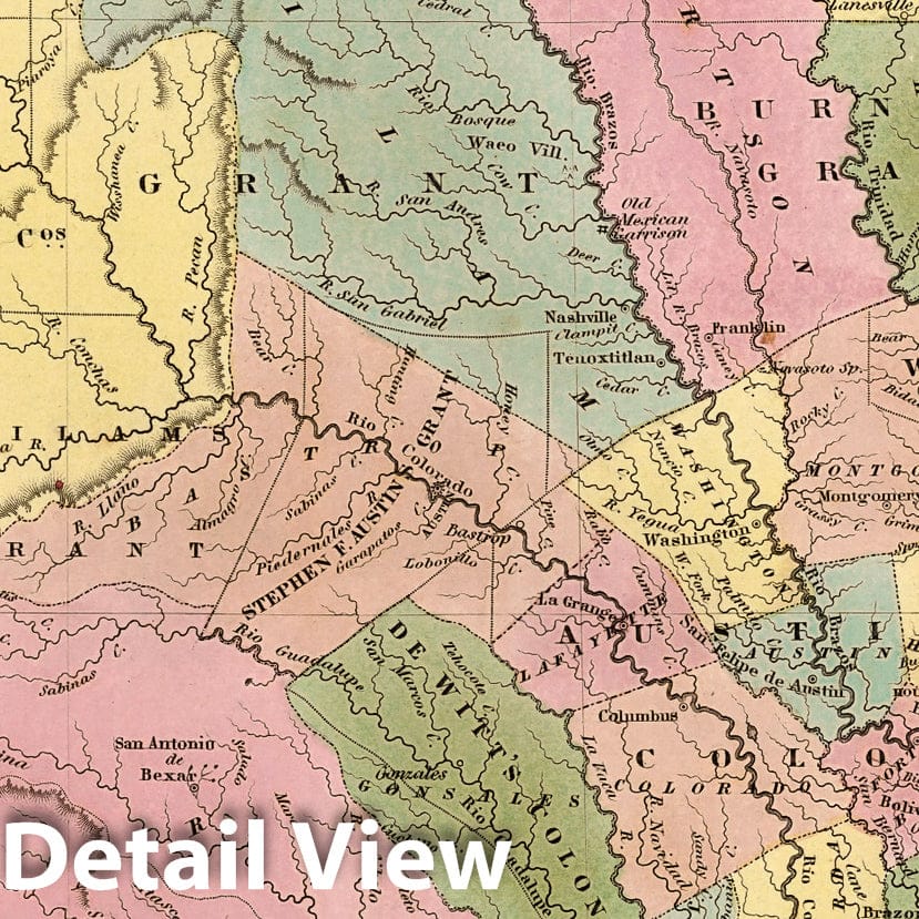 Texas, 1838 - Historical Map Print from Tanner's Universal Atlas