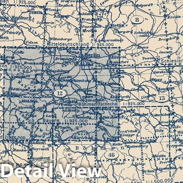 Central Germany, 1925 - Historical Map Print from Stieler's Atlas