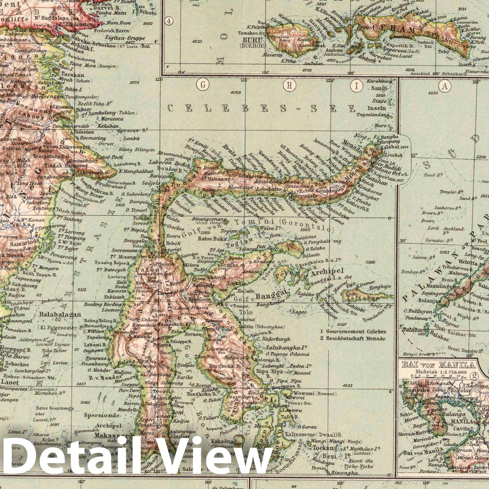 East Indian Archipelago - Plate No. 73, 1925 - Stieler's Atlas Historical Map Print
