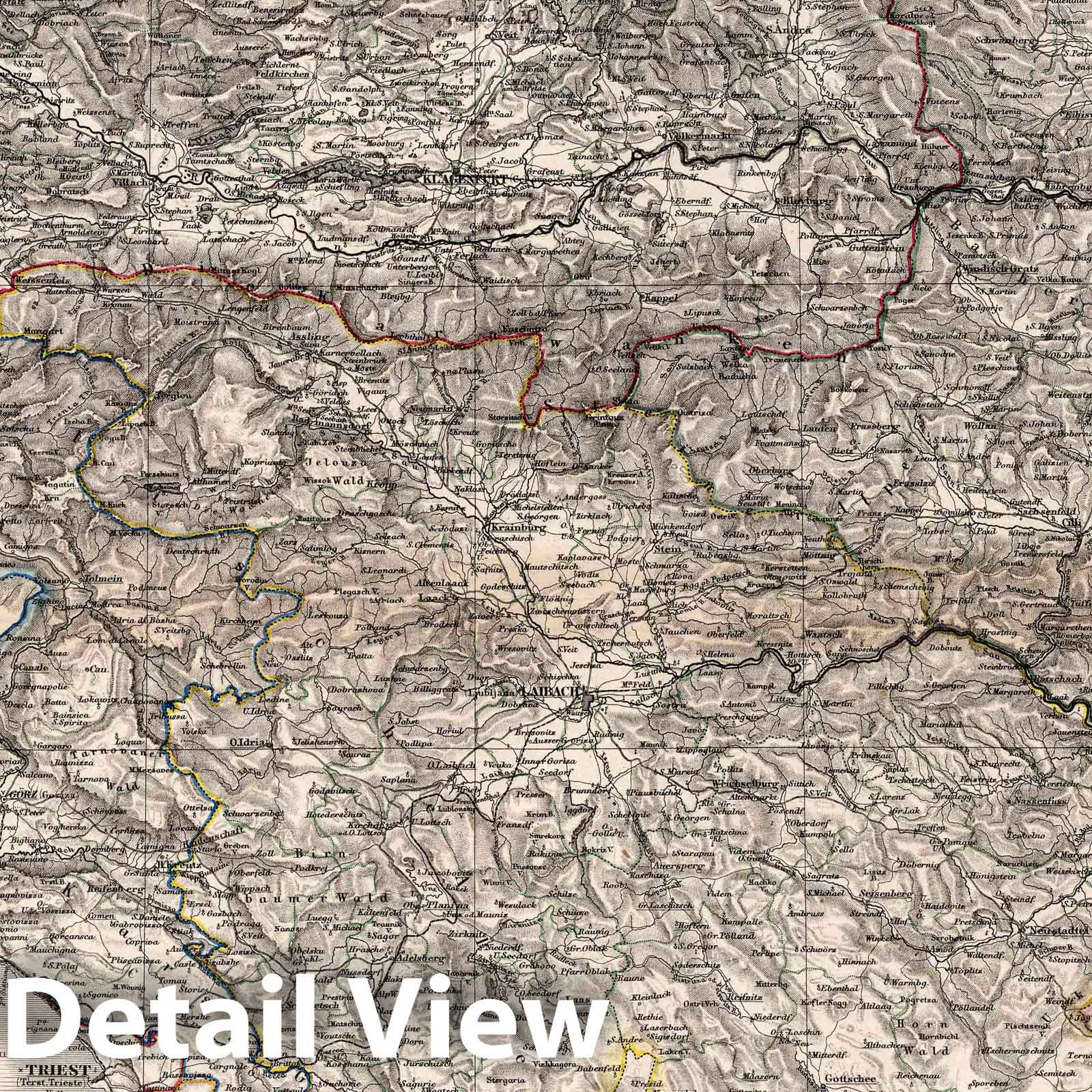 Styria, Carinthia, Carniola, Gorizia, Gradisca, Istria and Trieste - Railroad Map, 1866