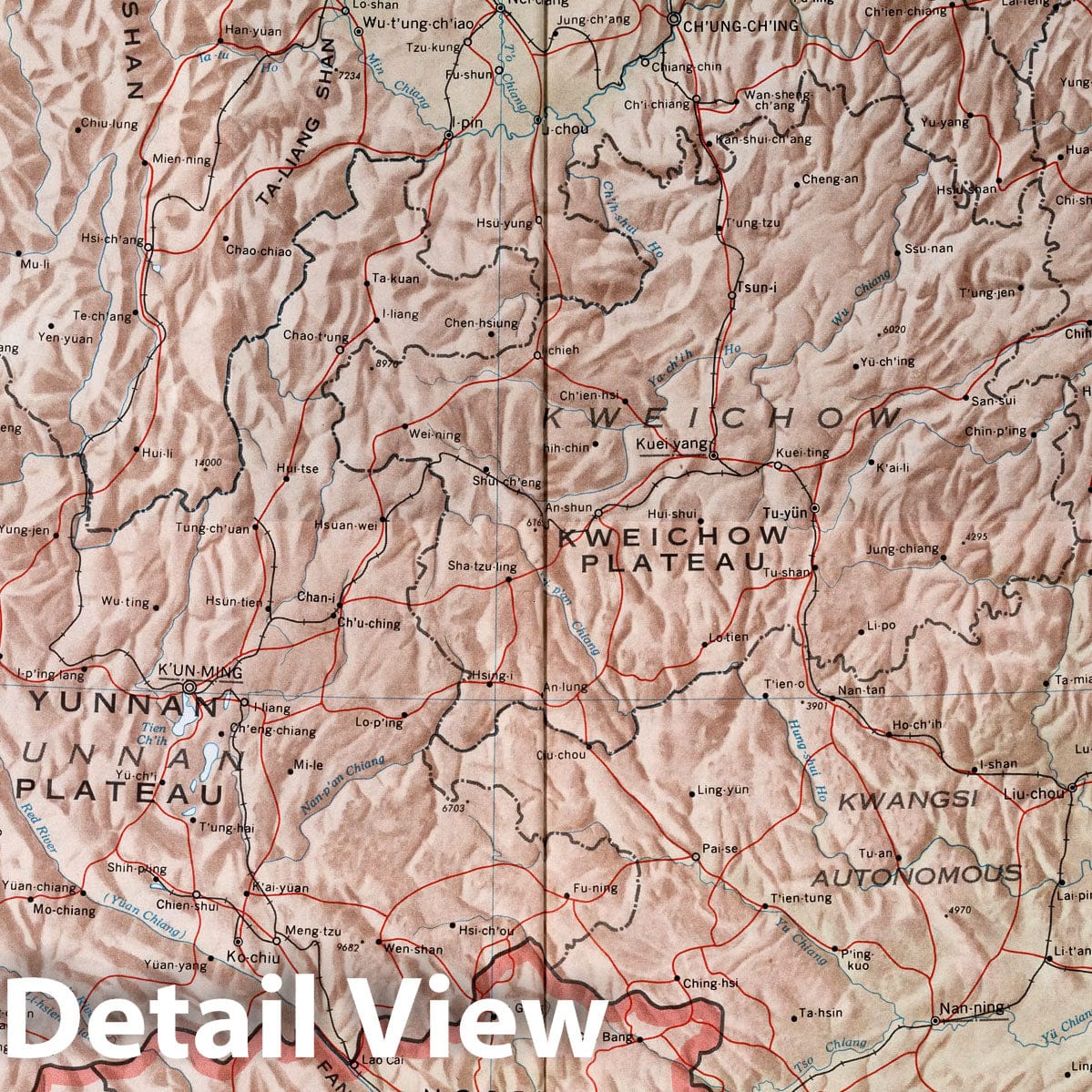 Southwest China - Railroad Map, 1971 - Historical Map Print