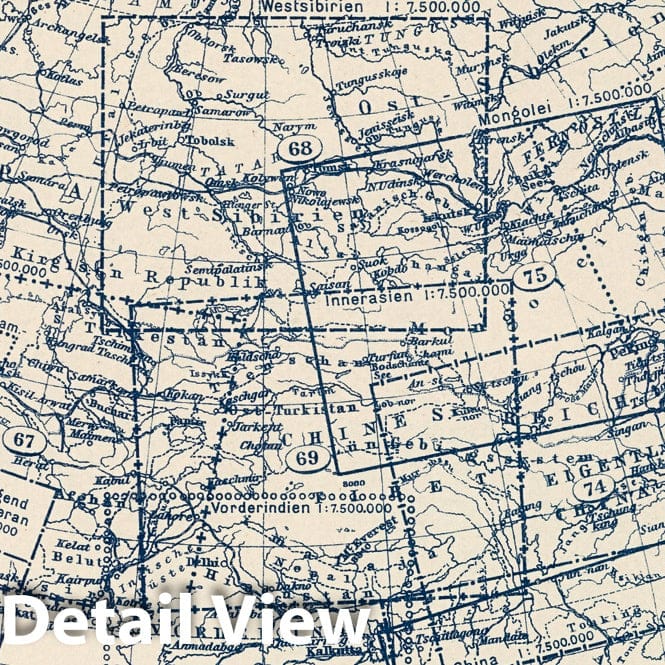 Asia - Index Map - Plate No. 62, 1925 - Stieler's Atlas Historical Map Print