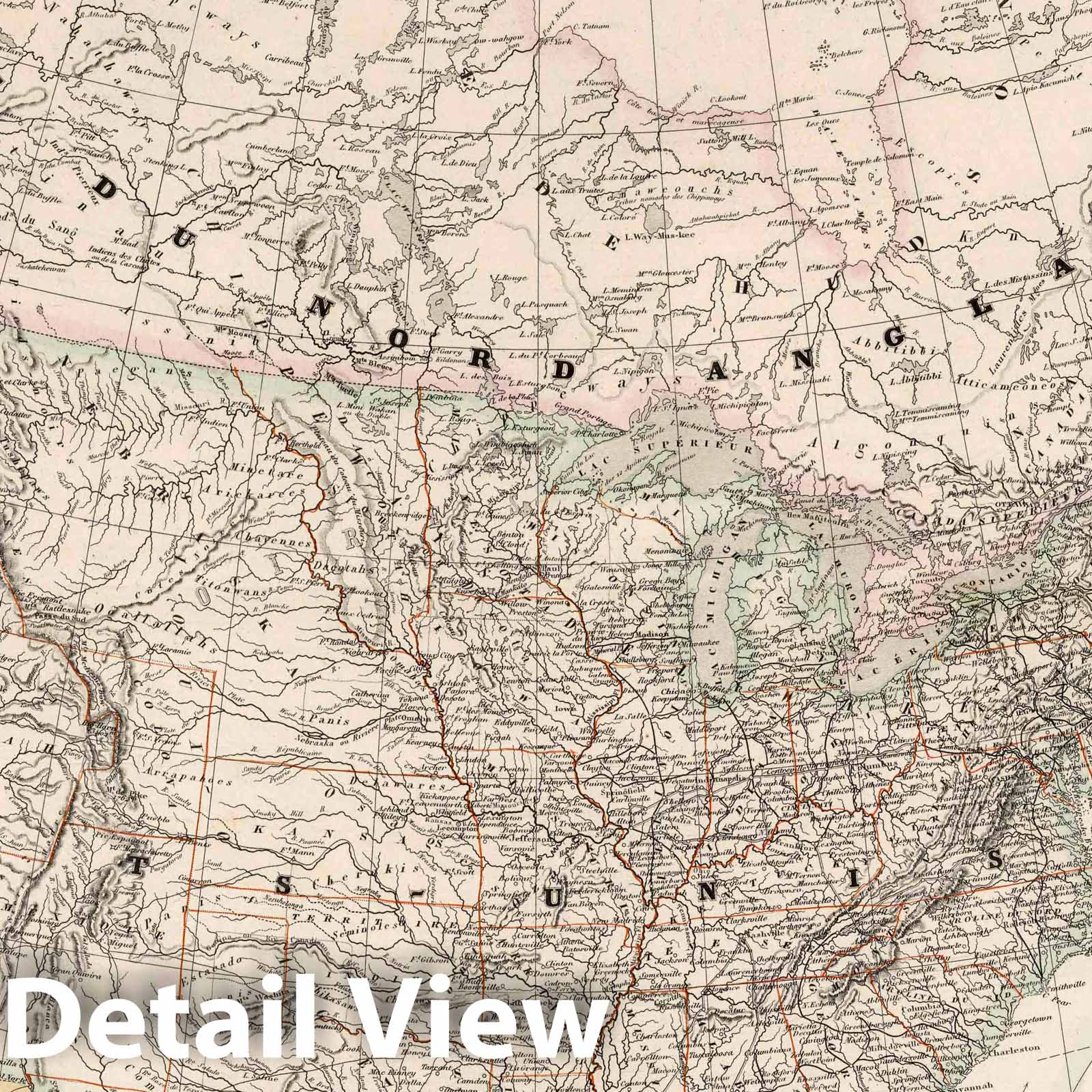 North America - Road Map, 1864 - Historical Map Print