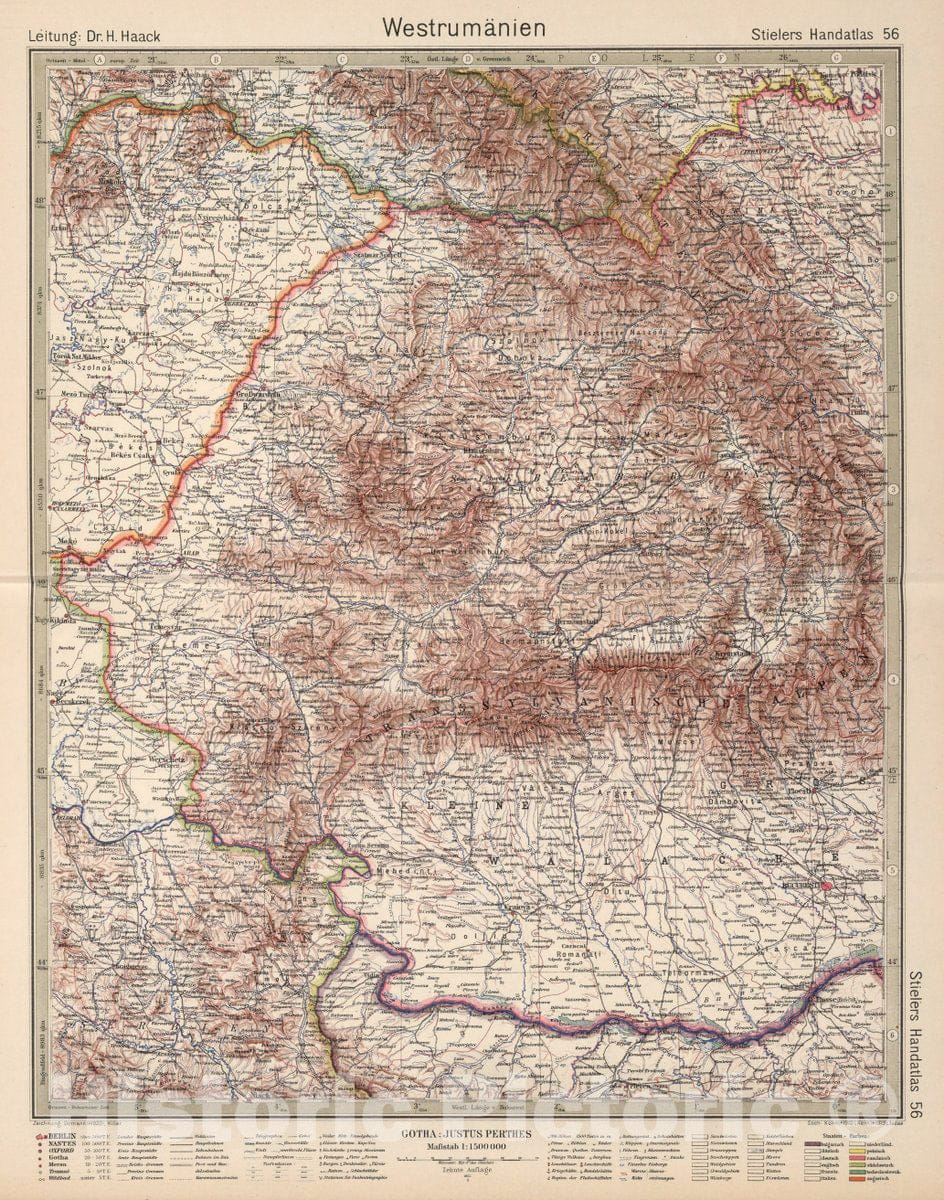 Historic Map : 56. Westrumanien. Western Rumania, 1925 Atlas - Vintage Wall Art