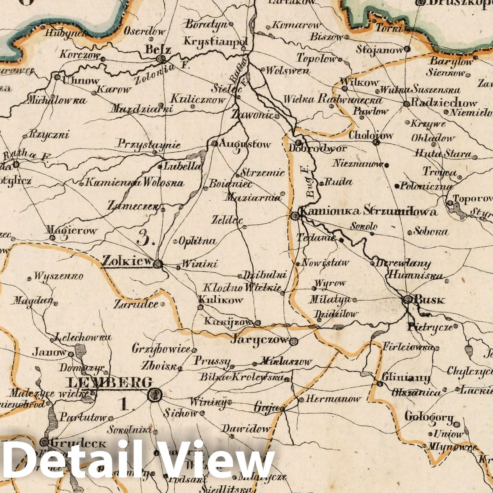 Galician States - Districts 1-3, 1828 - Historical Map Print