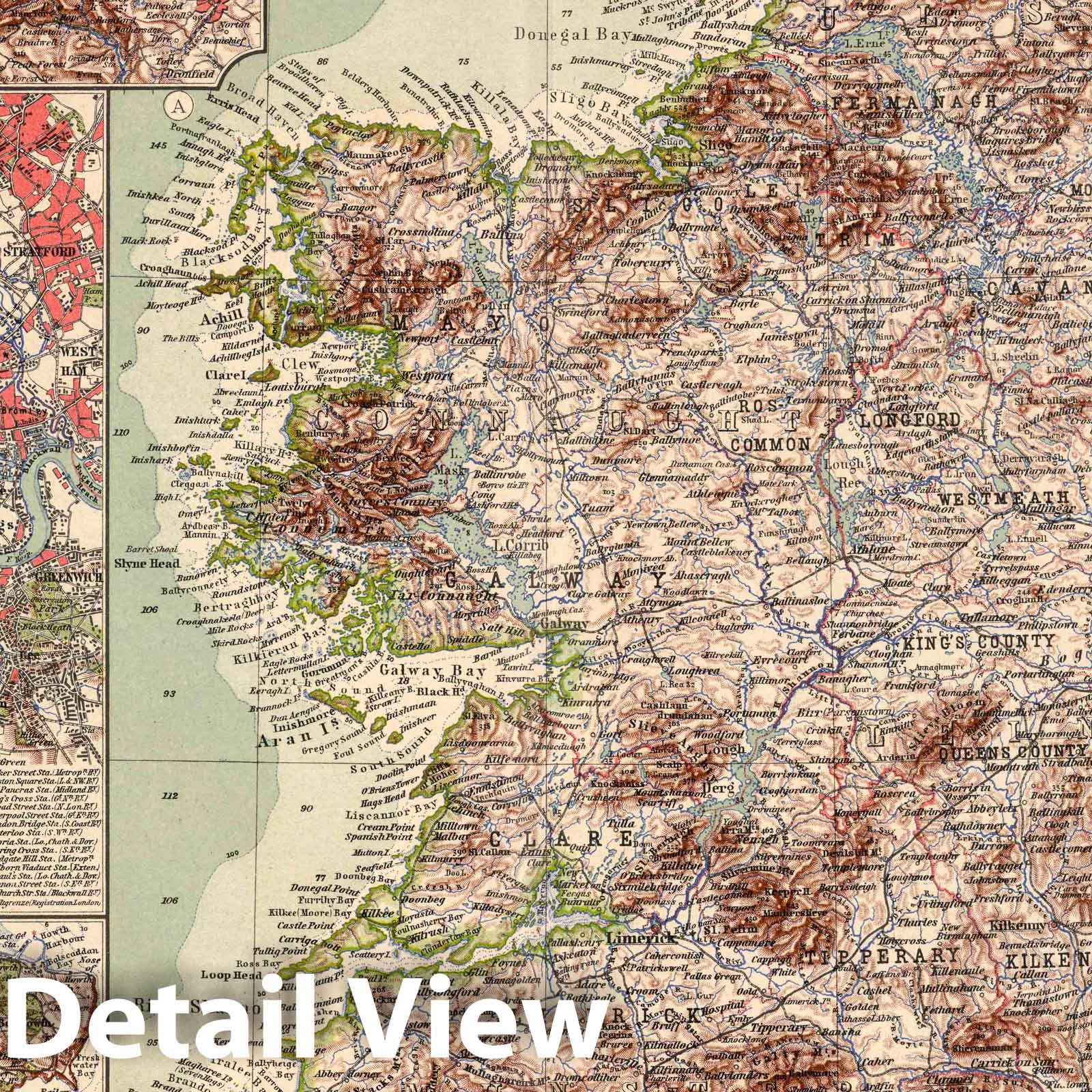 Ireland 1925 Historical Map Print - Stieler's Atlas