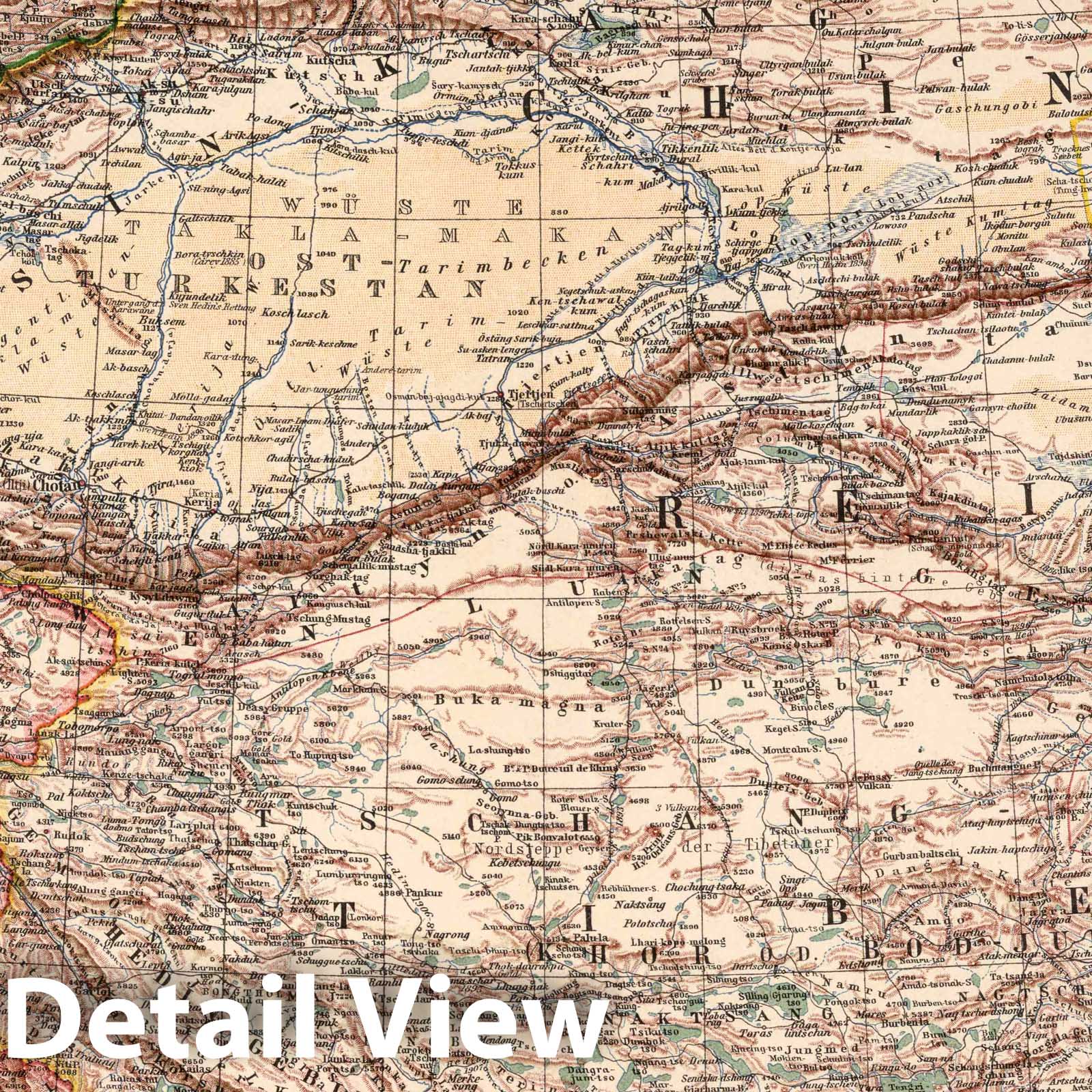 Central Asia, 1925 - Historical Map Print from Stieler's Atlas