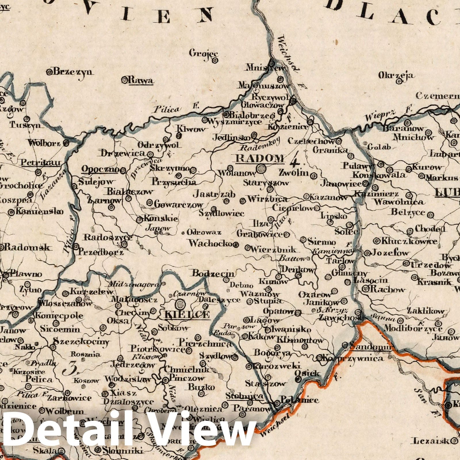 Poland - Boundary Map, 1829 - Historical Map Print