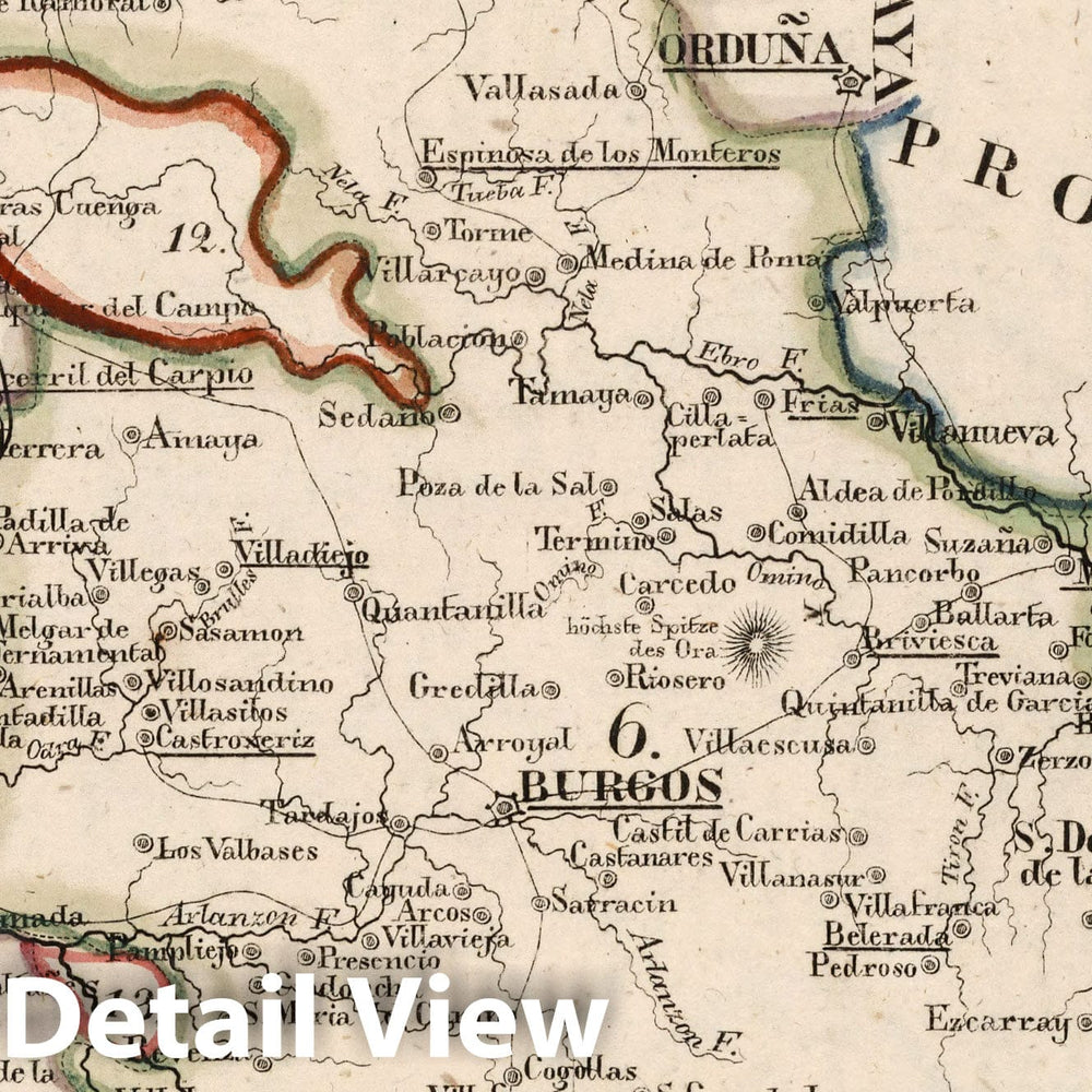 Historic Map : Spain, V.1:1-5: IV: Spanien. Prov: 6. Burgos. 11. Palencia, 1825 Atlas , Vintage Wall Art