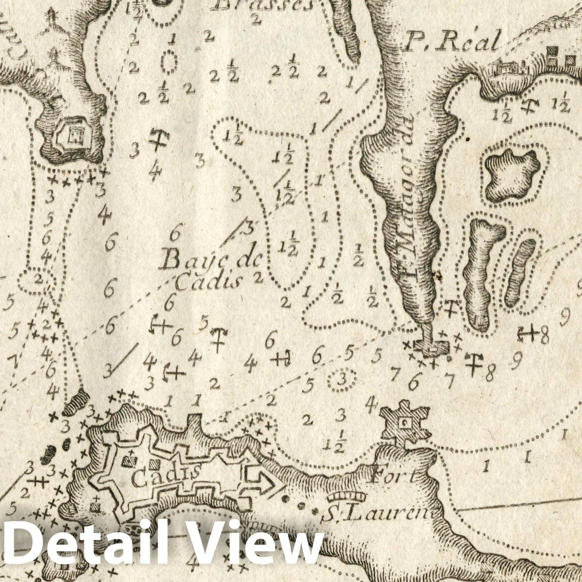 Cadiz, Spain - Nautical Chart, 1764 - Historical Map Print
