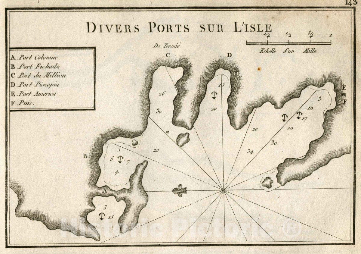 Historic Map : Pl. 143. Other Ports on The Island, 1764 Chart - Vintage Wall Art