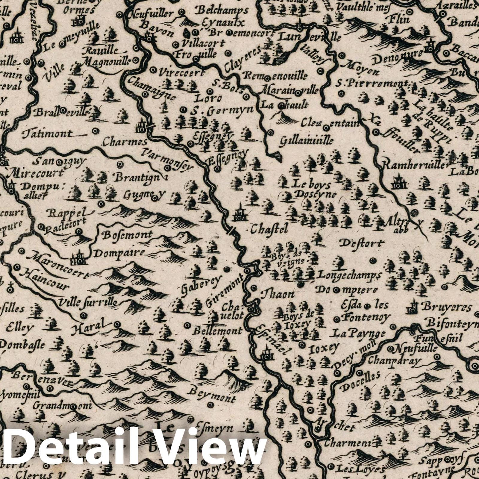 Lorraine : vers le Midy 1636 Historical Map Print