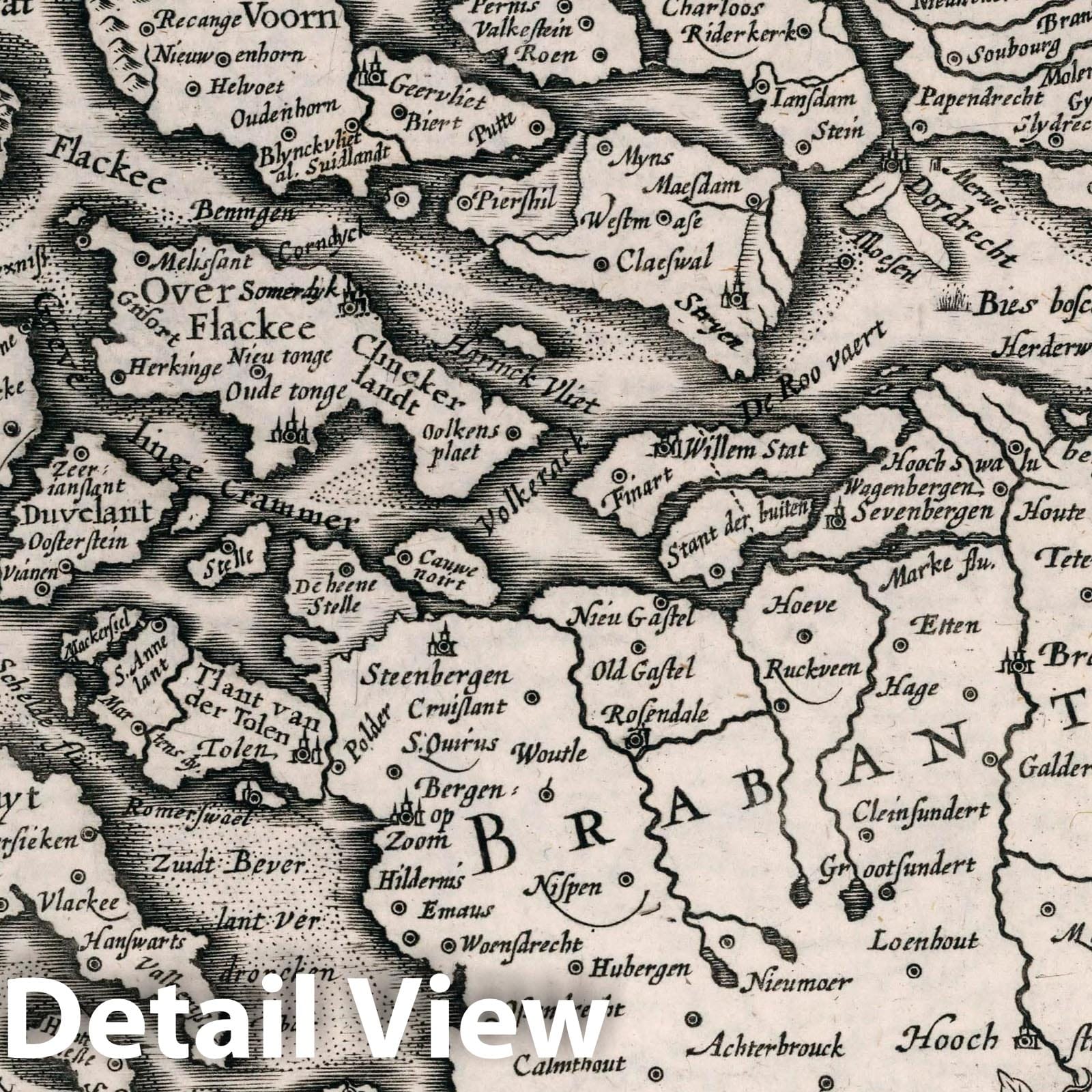 Zeeland - River Map, 1636 - Historical Map Reproduction