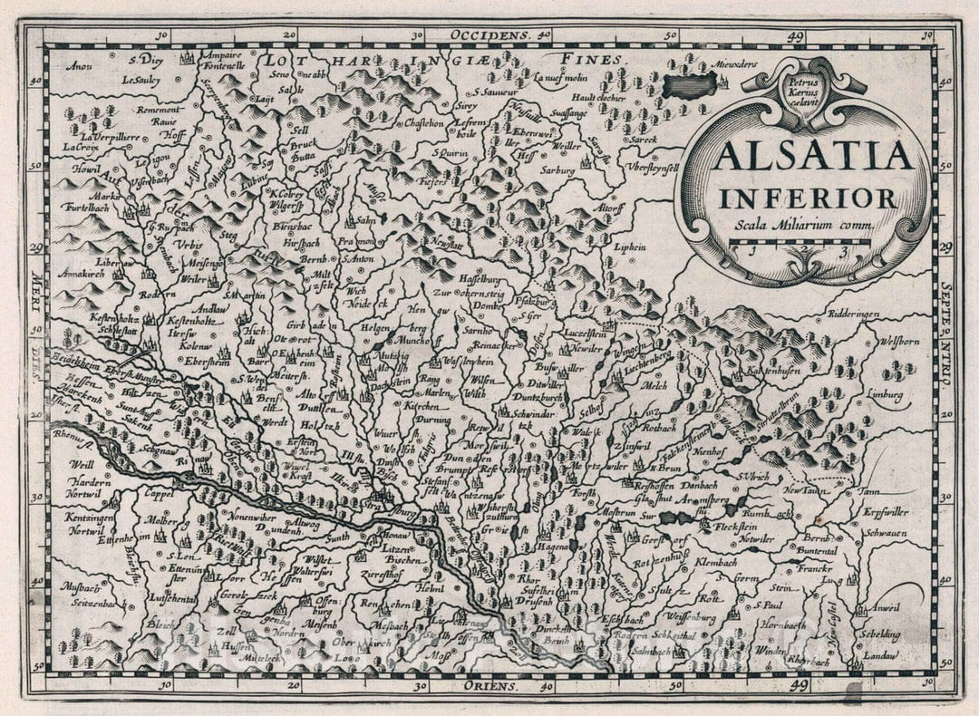 Historic Map : Germany, Alsatia Inferior. Atlas sive Cosmographicae Meditationes de Fabrica Mundi et fabricati Figura, 1636 Atlas , Vintage Wall Art