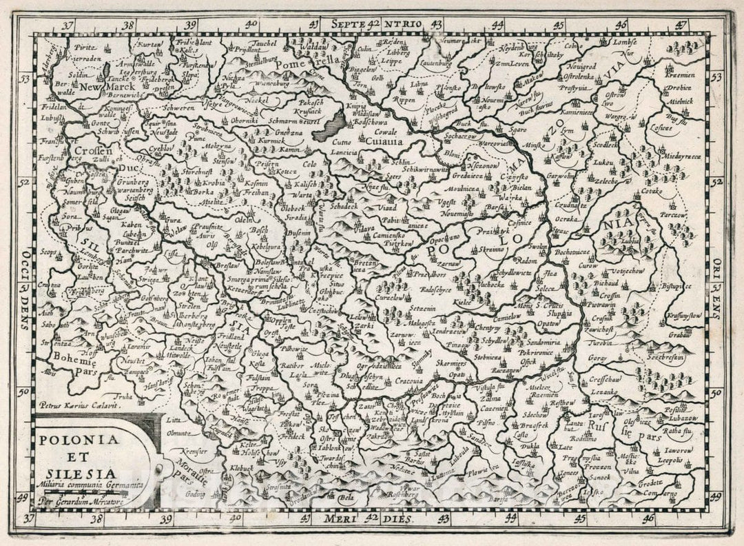 Historic Map : Poland, Polonia et Silesia. Per Gerardum Mercatore, 1636 Atlas , Vintage Wall Art