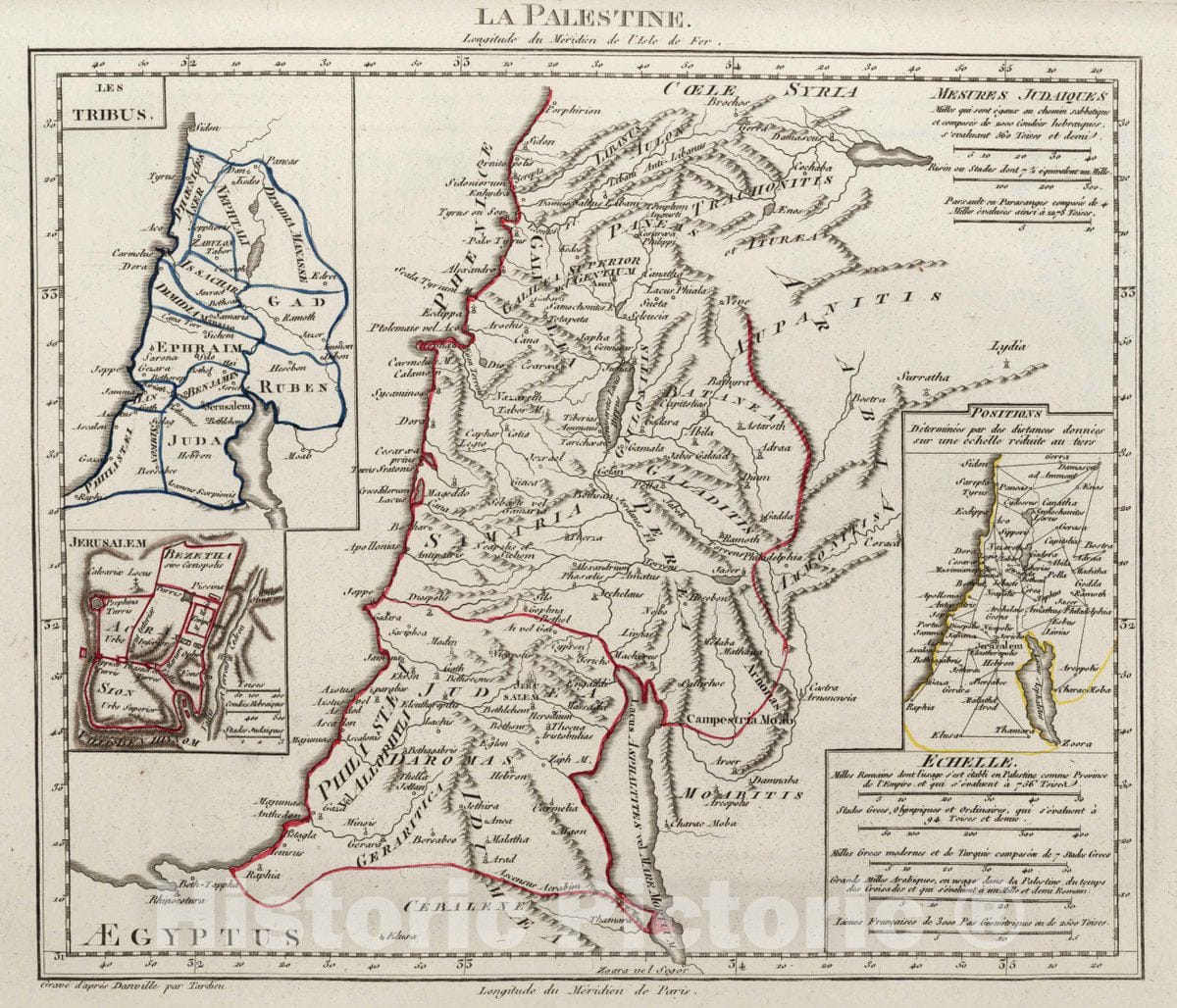 Historic Map : Israel, XLIV. La Palestine, 1804 Atlas , Vintage Wall Art
