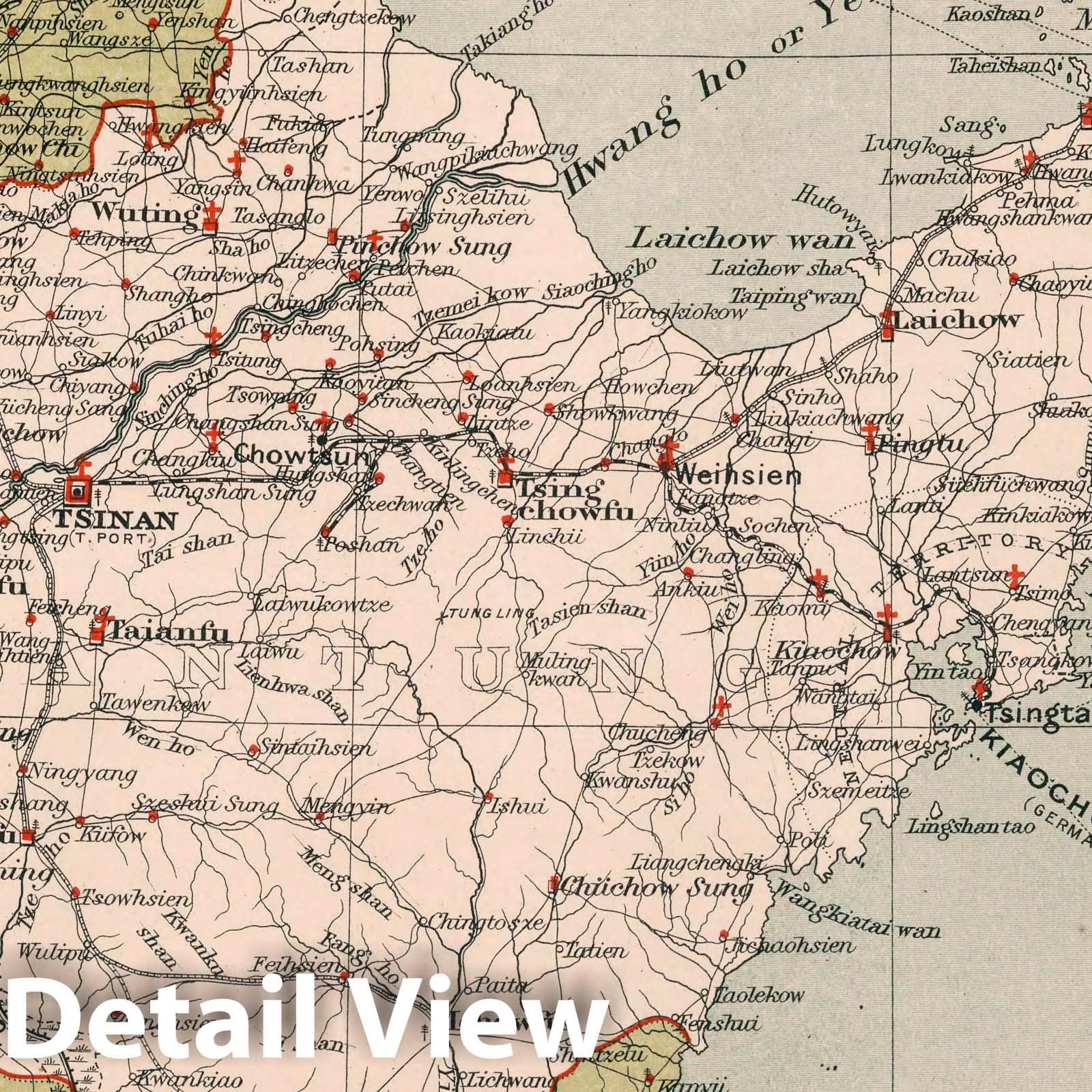 Shantung (Shandong) Province - China, 1908 - Historical Map Print