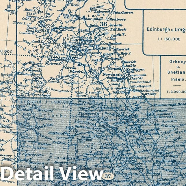 Historic Map : 1925 (Index Map) 37. England. - Vintage Wall Art