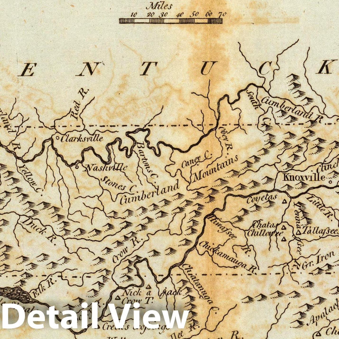 Historic Map : Tennassee: lately the S.Wn. Territory., 1796, Vintage Wall Decor