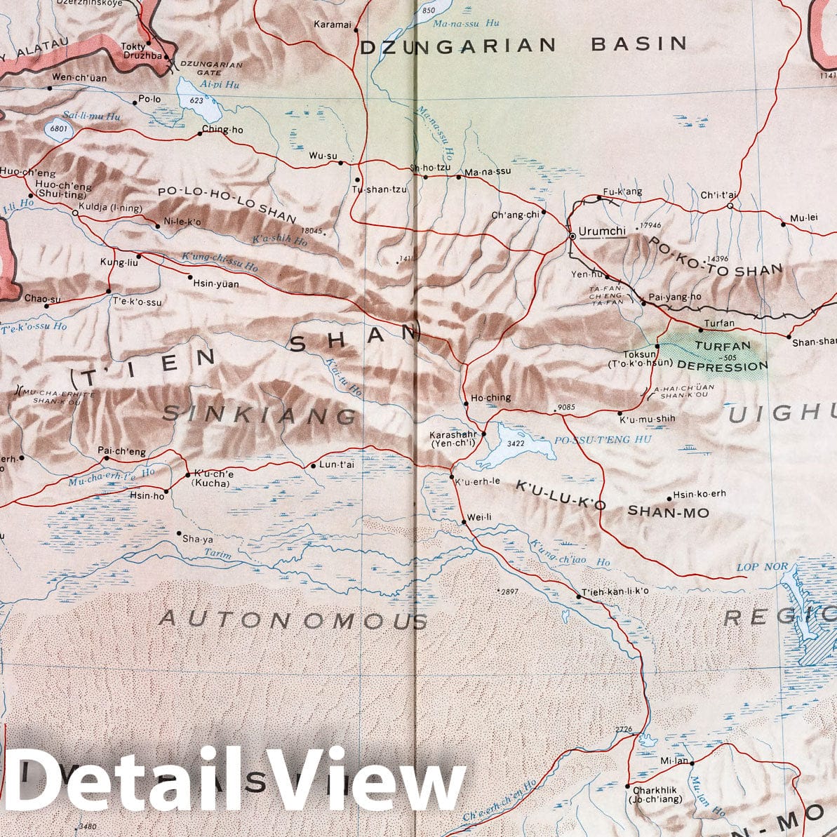 Xinjiang Region China - Railroad Map, 1971 - Historical Map Print