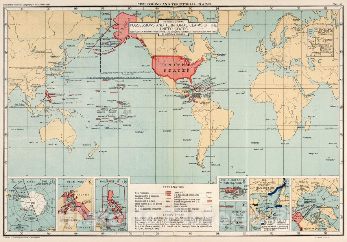 Historic Map : Plate 166. Possessions and Territorial Claims, 1815-1912, 1932 Atlas - Vintage Wall Art