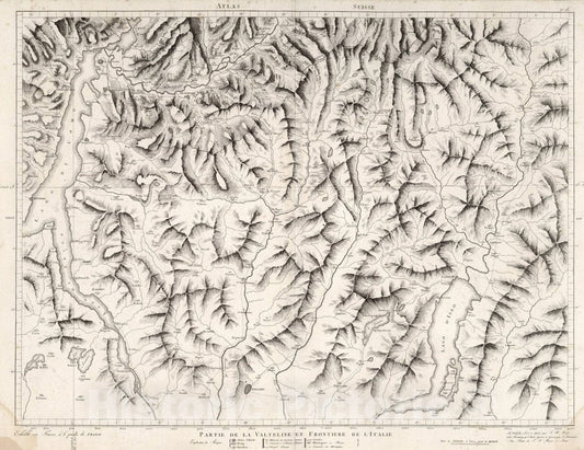 Historic Wall Map : Switzerland, No. 16. Partie de la Valteline et Frontiere de l'Italie, 1802 Atlas , Vintage Wall Art