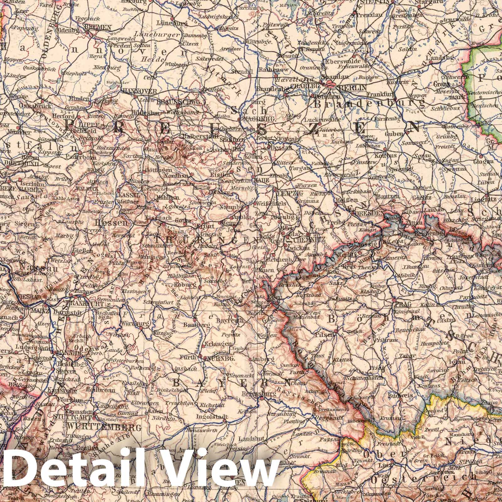 Germany with inset Berlin, 1925 - Stieler's Atlas Map Print
