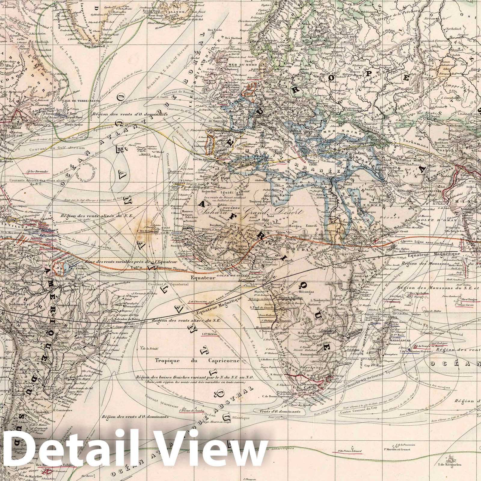 World Physical Map, 1864 - Dufour & Dyonnet Atlas Plate